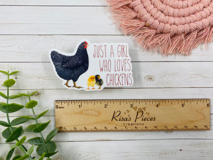 Just a Girl Who Loves Chickens Sticker, Chicken Lady, Farm Girl, Country Girl, Chicken Sticker, Chicken Girl, Chicken Lover, Gift for Friend