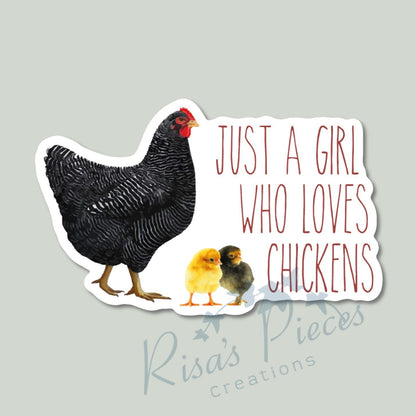 Just a Girl Who Loves Chickens Sticker, Chicken Lady, Farm Girl, Country Girl, Chicken Sticker, Chicken Girl, Chicken Lover, Gift for Friend