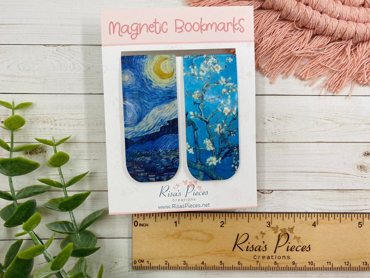 Van Gogh Magnetic Bookmarks, Reading Accessory, Easter Basket, Planner Accessory, Book Lover, Magnet Bookmark, Starry Night, Almond Blossom