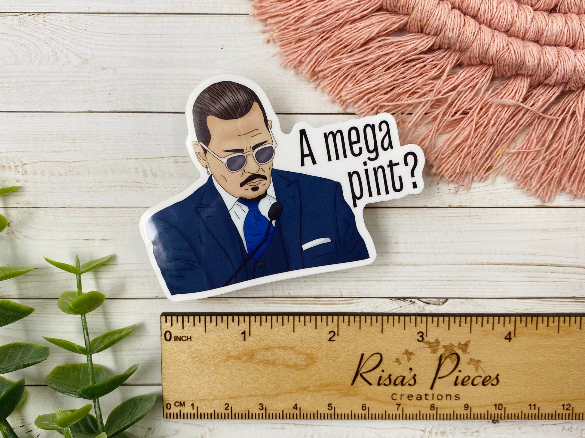 Mega Pint Sticker, Wine Glass Sticker, Johnny Depp Megapint, Funny Sticker, Funny Gift for Friend, For Wife, For Husband, Justice for Johnny