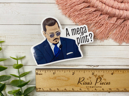 Mega Pint Sticker, Wine Glass Sticker, Johnny Depp Megapint, Funny Sticker, Funny Gift for Friend, For Wife, For Husband, Justice for Johnny