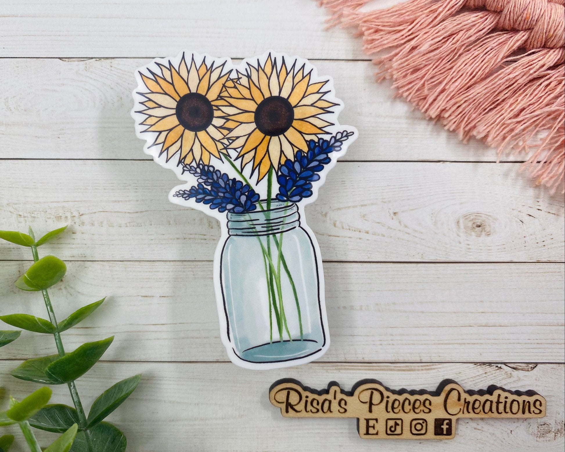 Bluebonnets and Sunflowers Sticker, Plant Mom Gift, Texas Stickers, Naturecore, Aesthetic Stickers for Laptop, For Teenage Girl, Sunflowers
