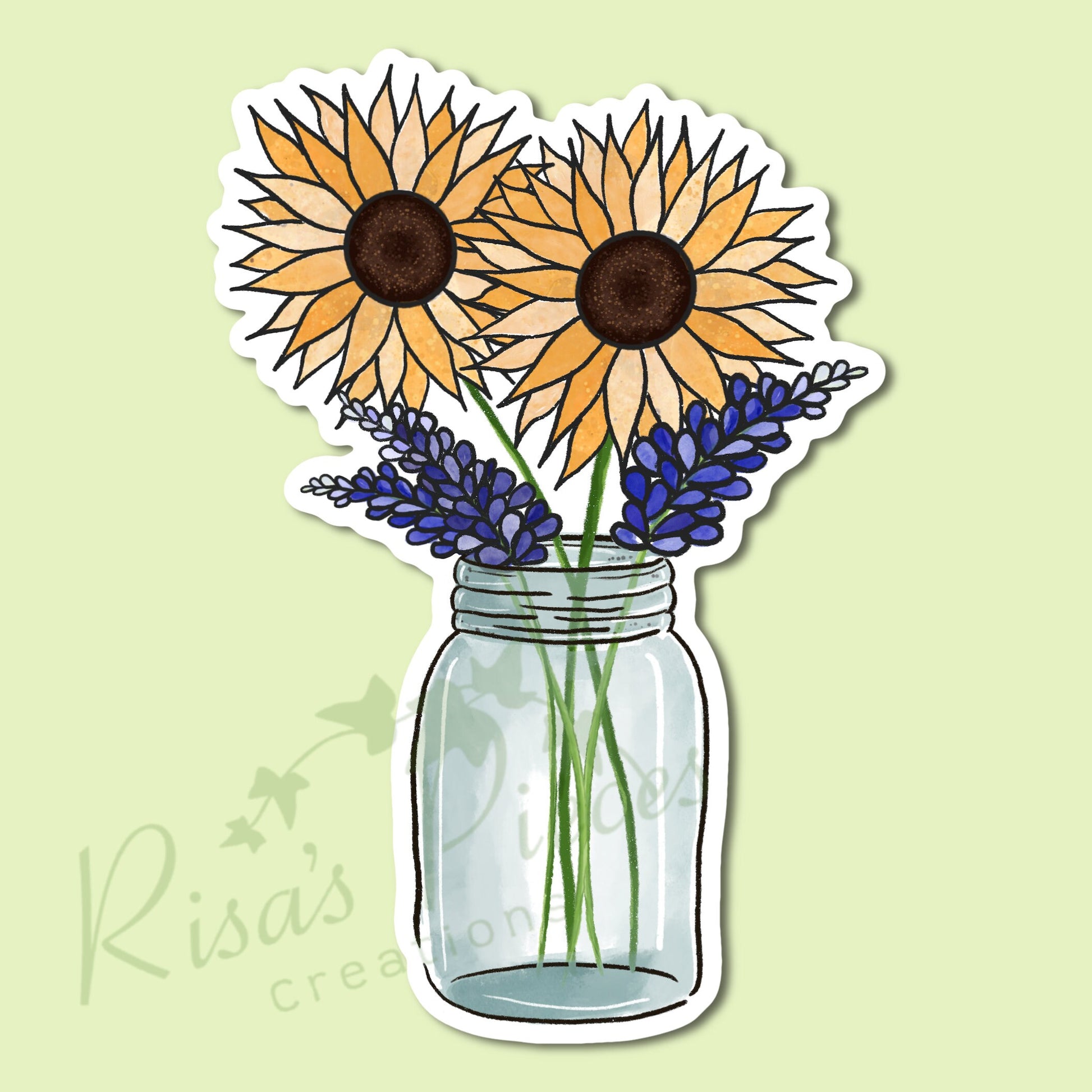 Bluebonnets and Sunflowers Sticker, Plant Mom Gift, Texas Stickers, Naturecore, Aesthetic Stickers for Laptop, For Teenage Girl, Sunflowers