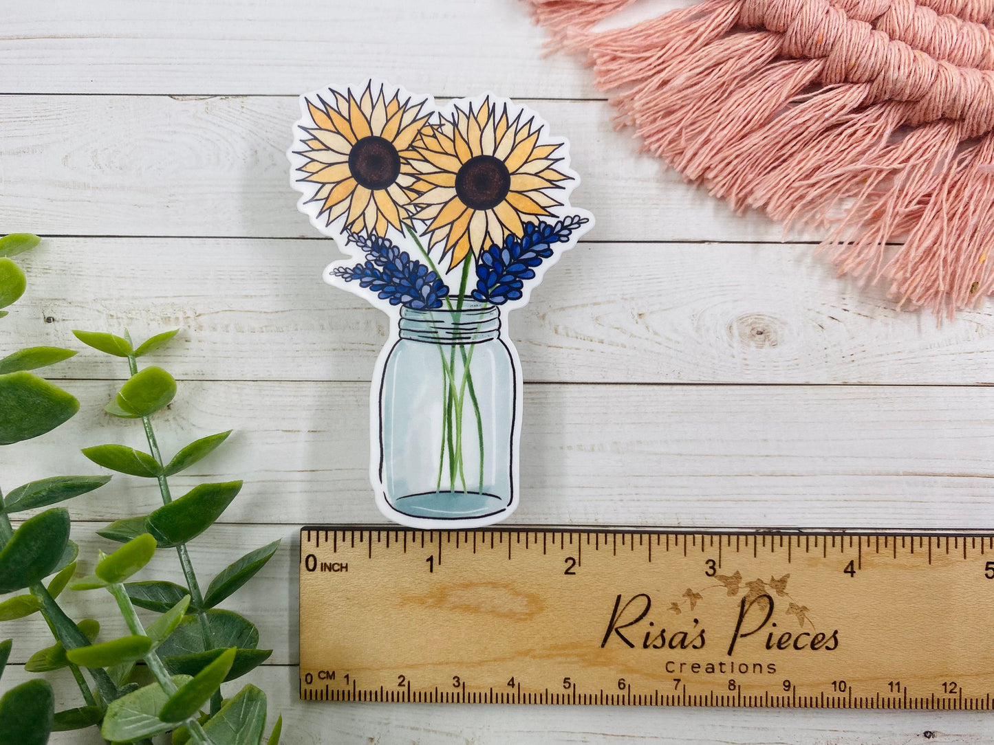 Bluebonnets and Sunflowers Sticker, Plant Mom Gift, Texas Stickers, Naturecore, Aesthetic Stickers for Laptop, For Teenage Girl, Sunflowers