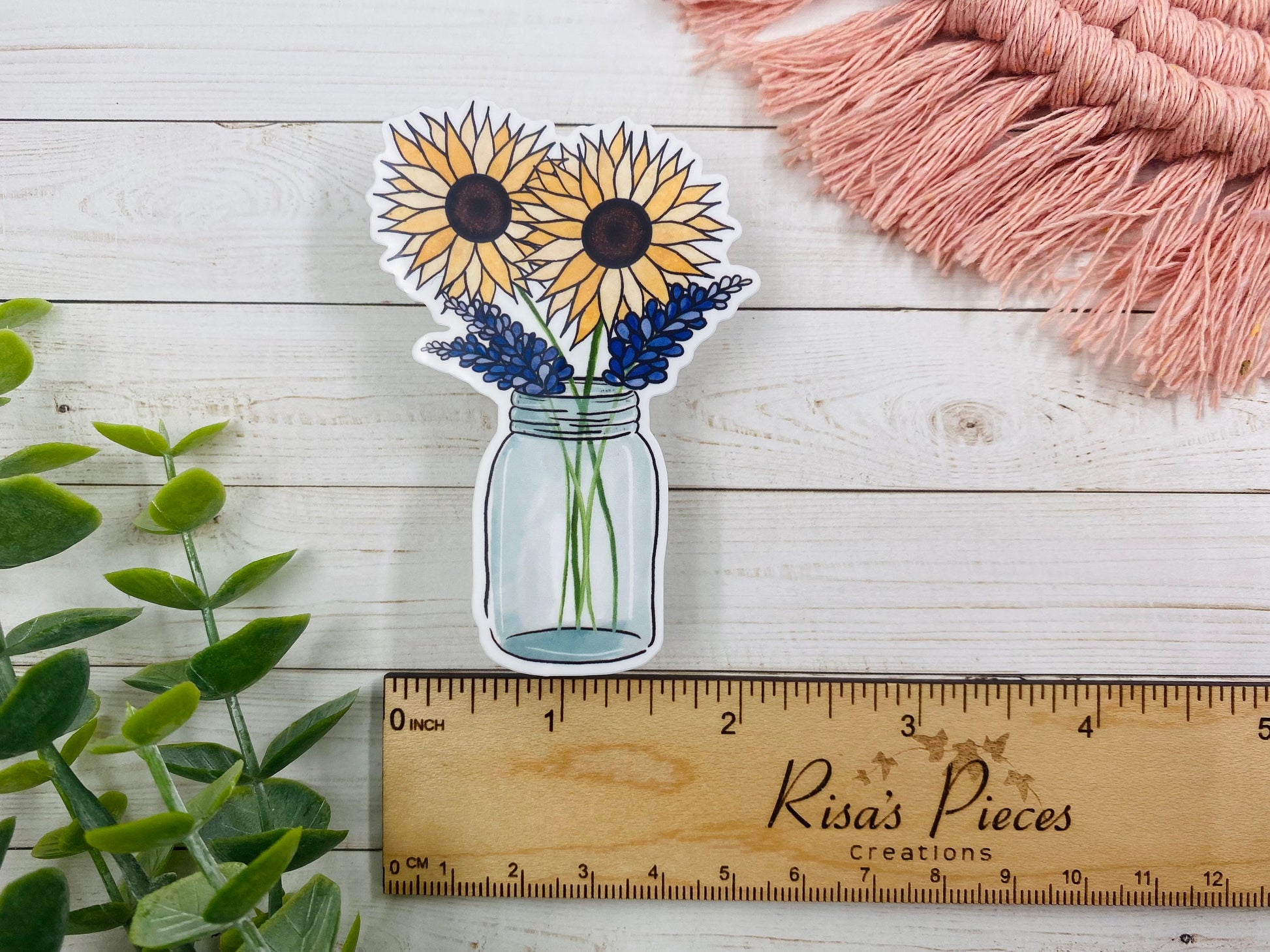 Bluebonnets and Sunflowers Sticker, Plant Mom Gift, Texas Stickers, Naturecore, Aesthetic Stickers for Laptop, For Teenage Girl, Sunflowers