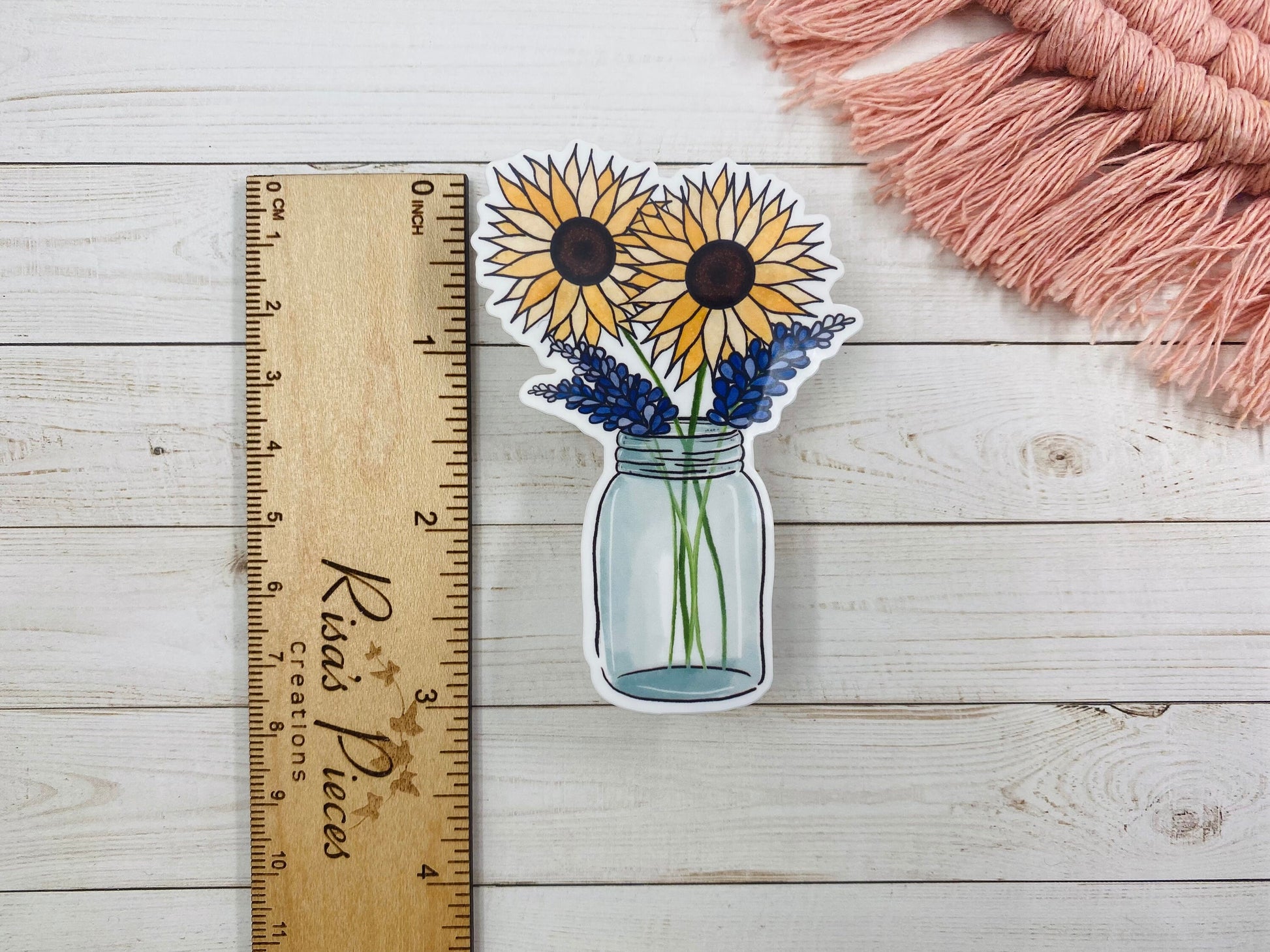 Bluebonnets and Sunflowers Sticker, Plant Mom Gift, Texas Stickers, Naturecore, Aesthetic Stickers for Laptop, For Teenage Girl, Sunflowers