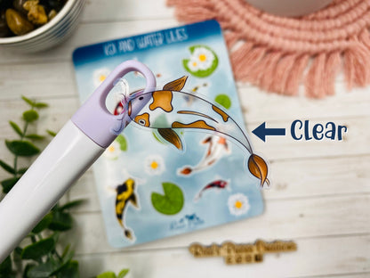 Koi Pond Sticker Sheet, Koi Stickers, Fish Sticker, Lily Pad Sticker Sheet, Journal Stickers, Scrapbooking Stickers, Water Lillies, Koi Fish
