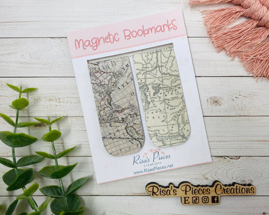 Antique Maps Magnetic Bookmarks, Planner Accessory, Book Lover, Gift for Husband, For Father, Fathers Day Gift, Cartography Gift, Old Maps,