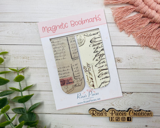 Vintage Papers Magnetic Bookmarks, Planner Accessory, Book Lover, Gift for Husband, For Father, Fathers Day Gift, Antique Papers, For Wife