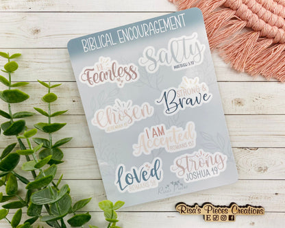 Christian Encouragement Sticker Sheet, Clear Stickers, Journal Stickers, Bible Promises, Bible Stickers for Sunday School, Inspirational