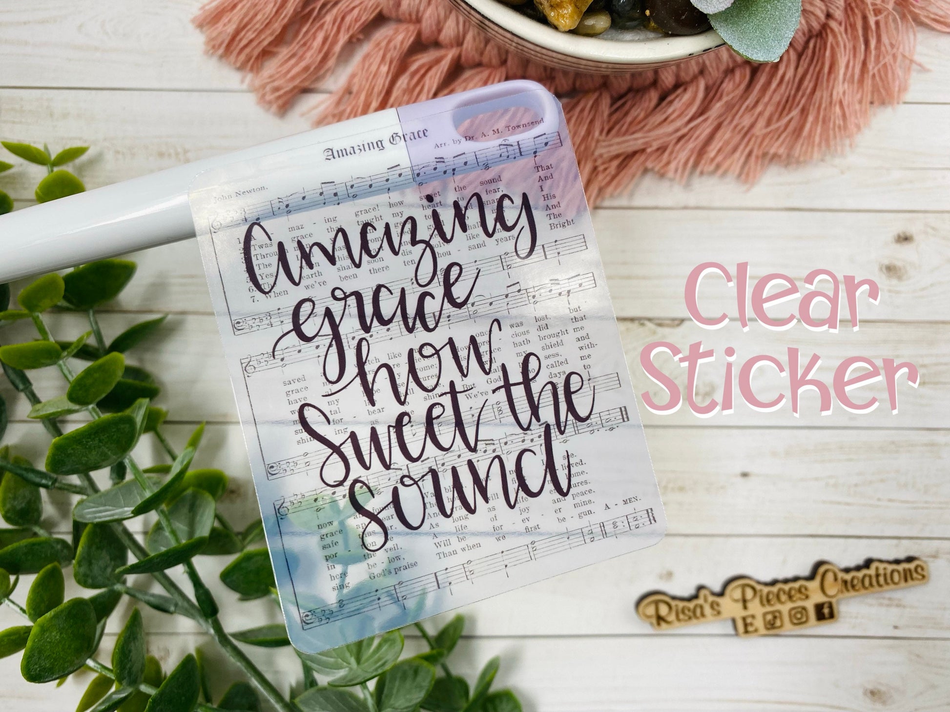 Amazing Grace Sticker, Christian stickers for laptop, Aesthetic Sticker for water bottle, Christian Hymns, Gift for Mom, for Friend