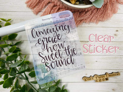 Amazing Grace Sticker, Christian stickers for laptop, Aesthetic Sticker for water bottle, Christian Hymns, Gift for Mom, for Friend