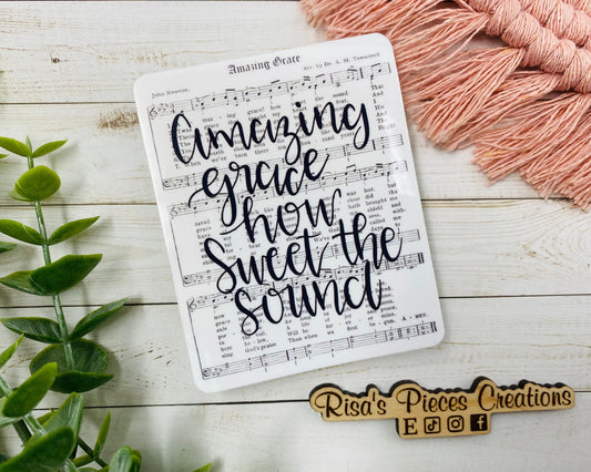 Amazing Grace Sticker, Christian stickers for laptop, Aesthetic Sticker for water bottle, Christian Hymns, Gift for Mom, for Friend