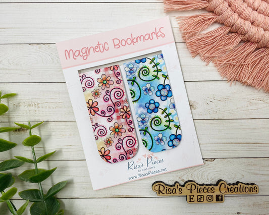 Swirly Flower Magnetic Bookmarks, Planner Accessory, Book Lover, Gift for Wife, For Daughter, Birthday Gift for Girlfriend, Best Friend Gift