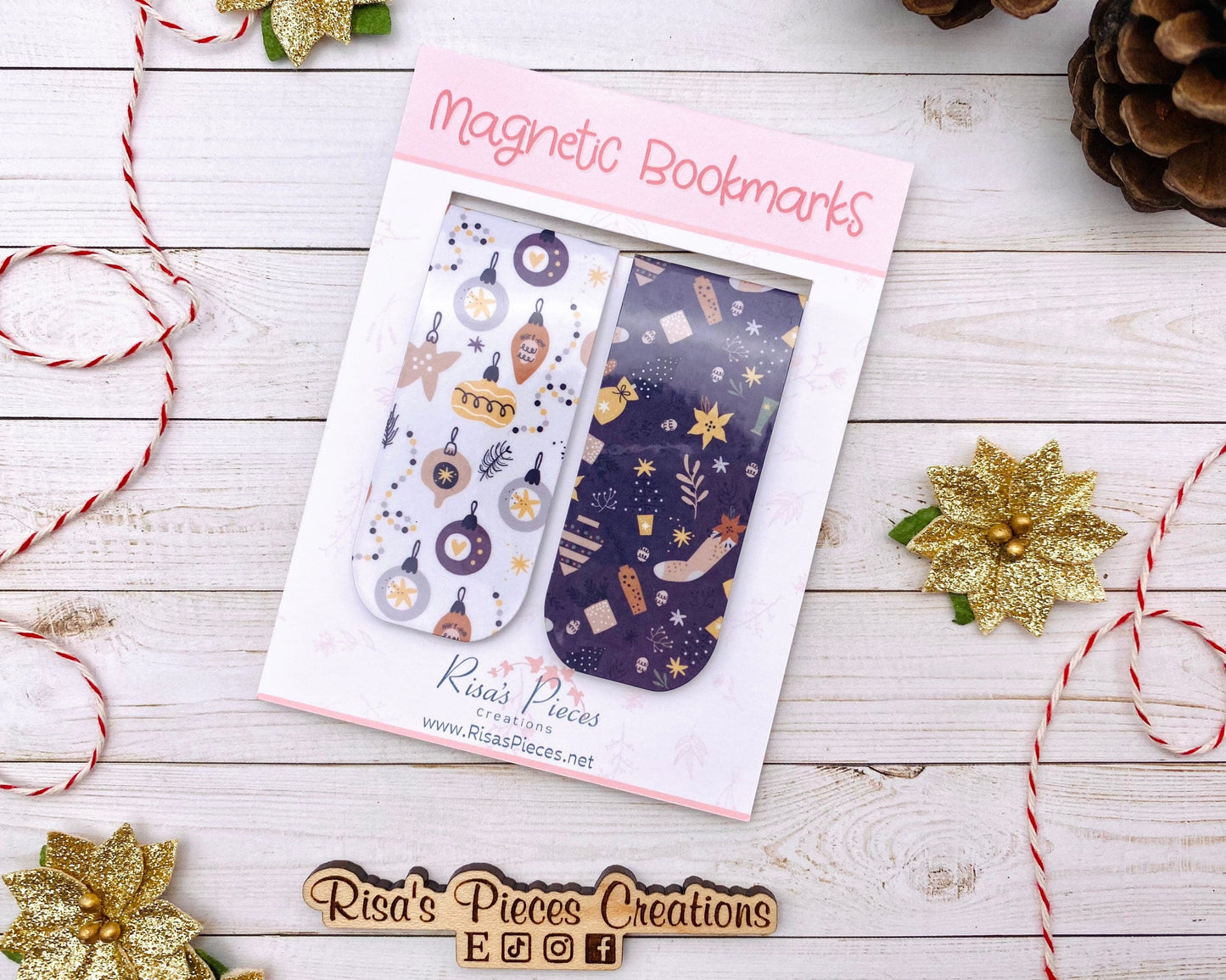Purple Christmas Magnetic Bookmarks, Reading Accessory, Christmas gift for mom, Stocking Stuffers, Secret Santa gift for coworker, Book Club