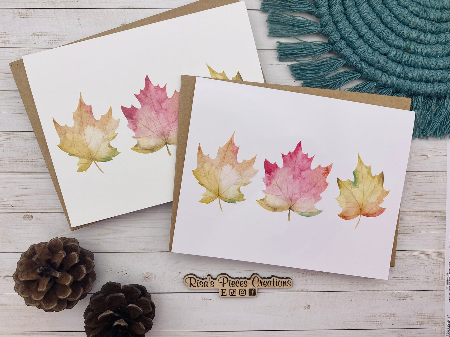 Leaf Trio Card, Handmade Card, Customizable Cards, Fall Card for Friends, Thanksgiving Card for Family, Fall Leaves Card, Thank You Cards