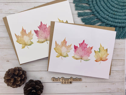 Leaf Trio Card, Handmade Card, Customizable Cards, Fall Card for Friends, Thanksgiving Card for Family, Fall Leaves Card, Thank You Cards
