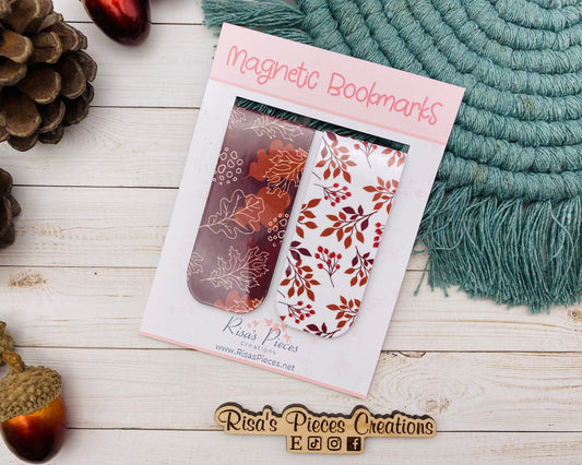 Burgundy Leaves Magnetic Bookmarks, Reading Accessories, Planner Accessory, Book Lover, Autumn Magnet Bookmark, Thanksgiving Gift for Family