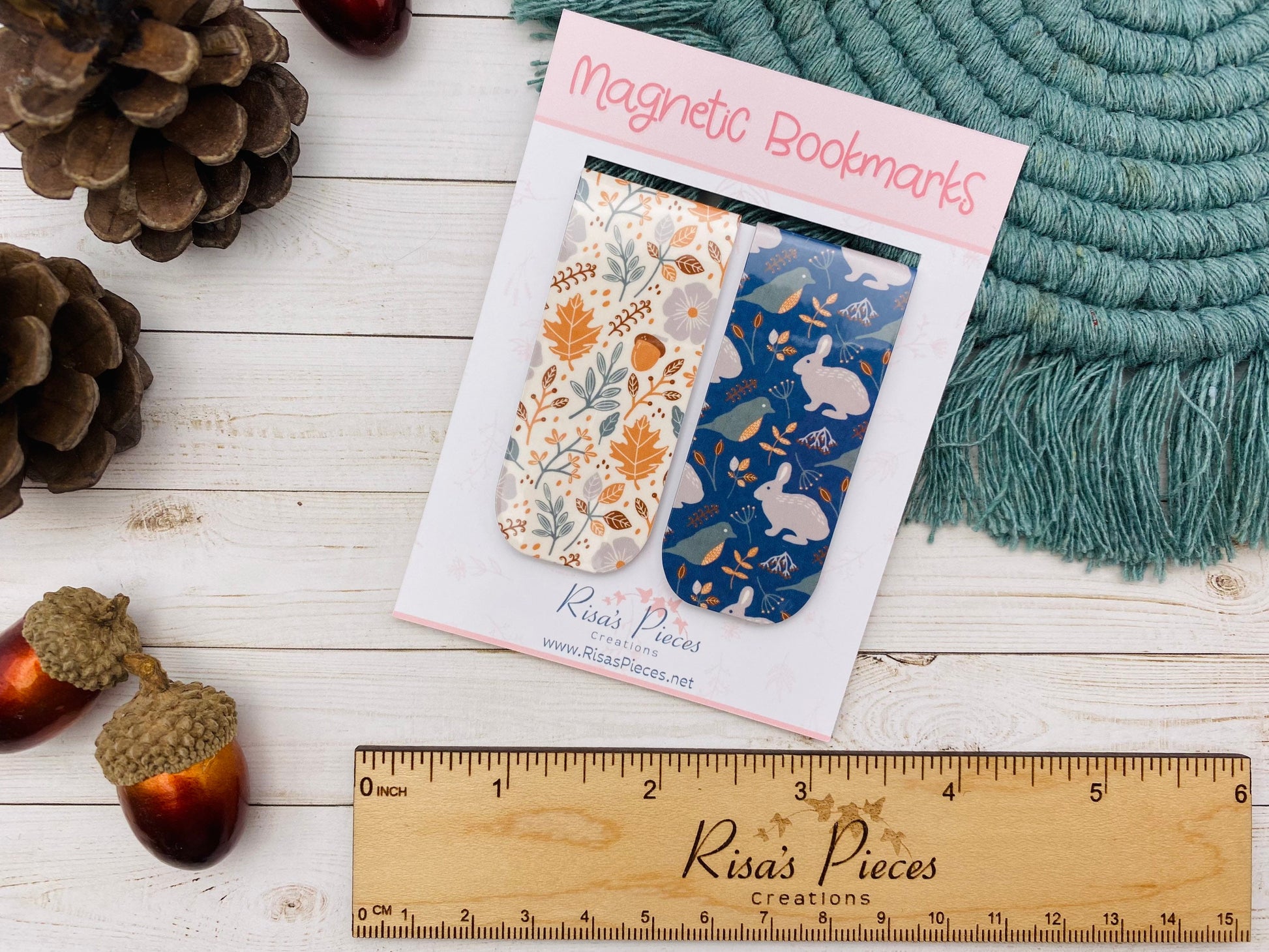 Nordic Bunnies Magnetic Bookmarks, Reading Accessories, Planner Accessory, Book Lover, Autumn Magnet Bookmark, Thanksgiving Gift for Family