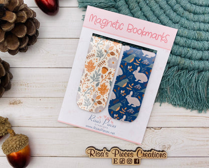 Nordic Bunnies Magnetic Bookmarks, Reading Accessories, Planner Accessory, Book Lover, Autumn Magnet Bookmark, Thanksgiving Gift for Family