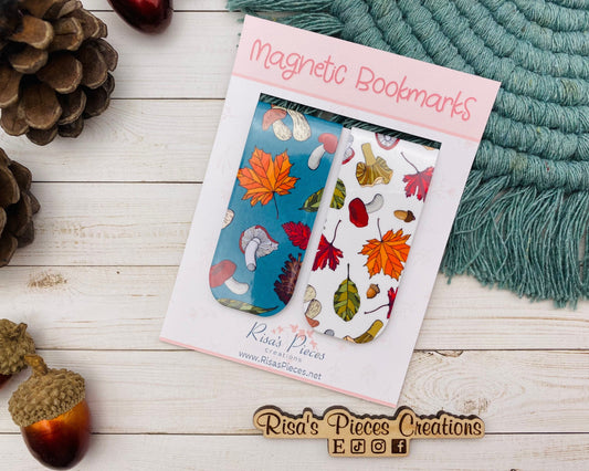 Cottage Core Magnetic Bookmarks, Reading Accessories, Planner Accessory, Mushrooms, Autumn Magnet Bookmark, Thanksgiving Gift for family