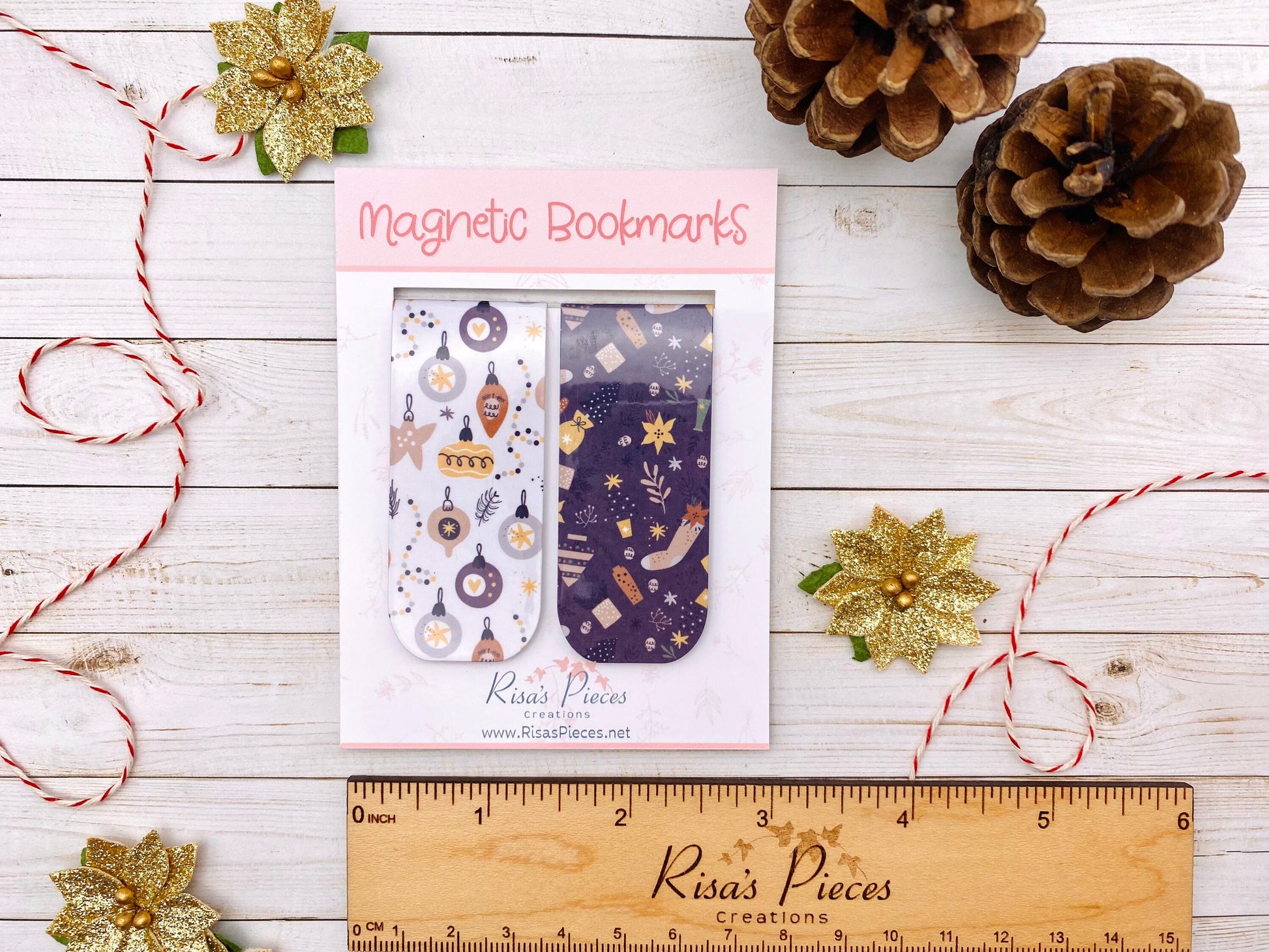 Purple Christmas Magnetic Bookmarks, Reading Accessory, Christmas gift for mom, Stocking Stuffers, Secret Santa gift for coworker, Book Club