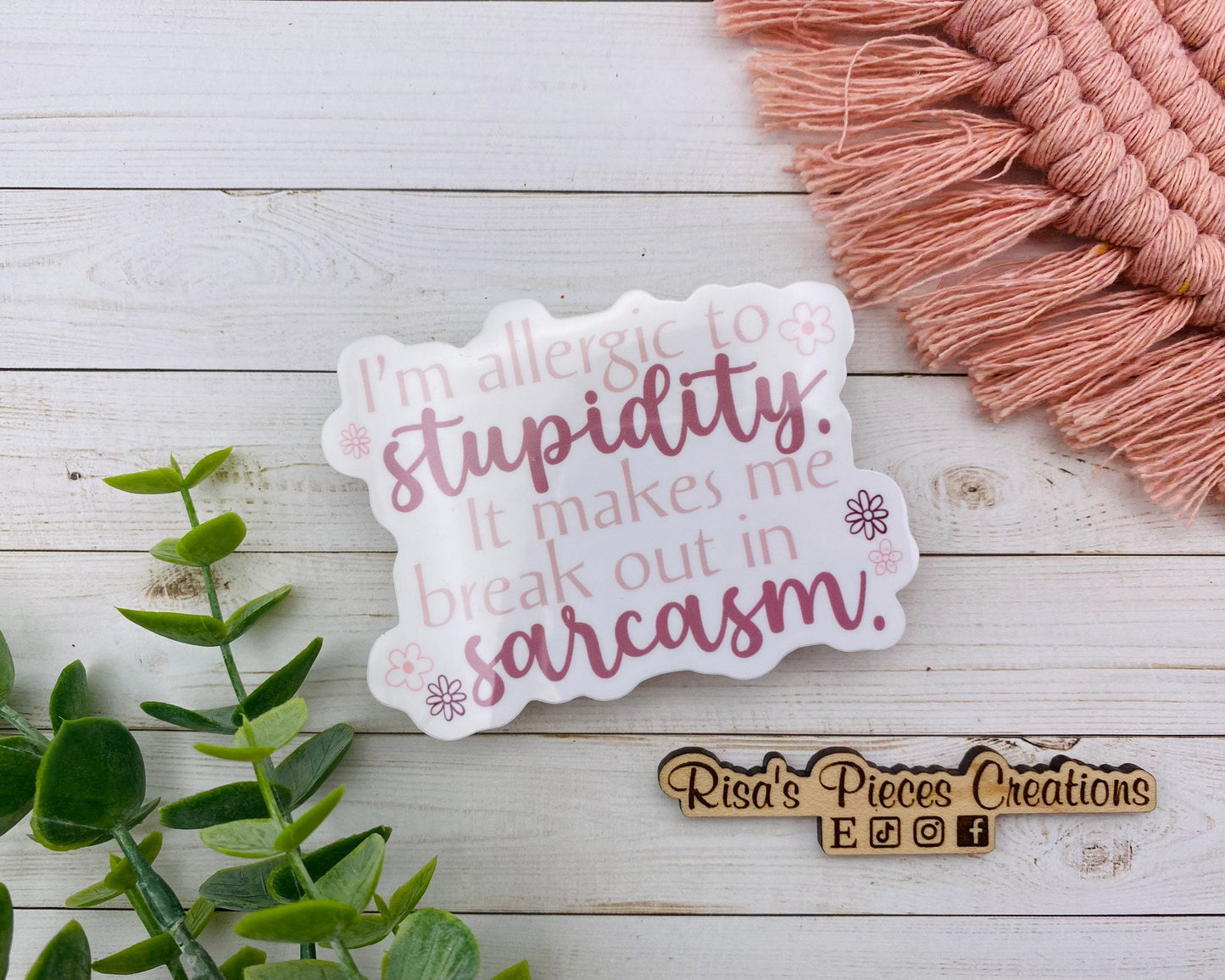 Allergic to Stupidity Sticker, Sarcasm Sticker, Funny Stickers, Birthday Gift For Teen Girl, Sarcastic Stickers, For Friend, Snarky Stickers