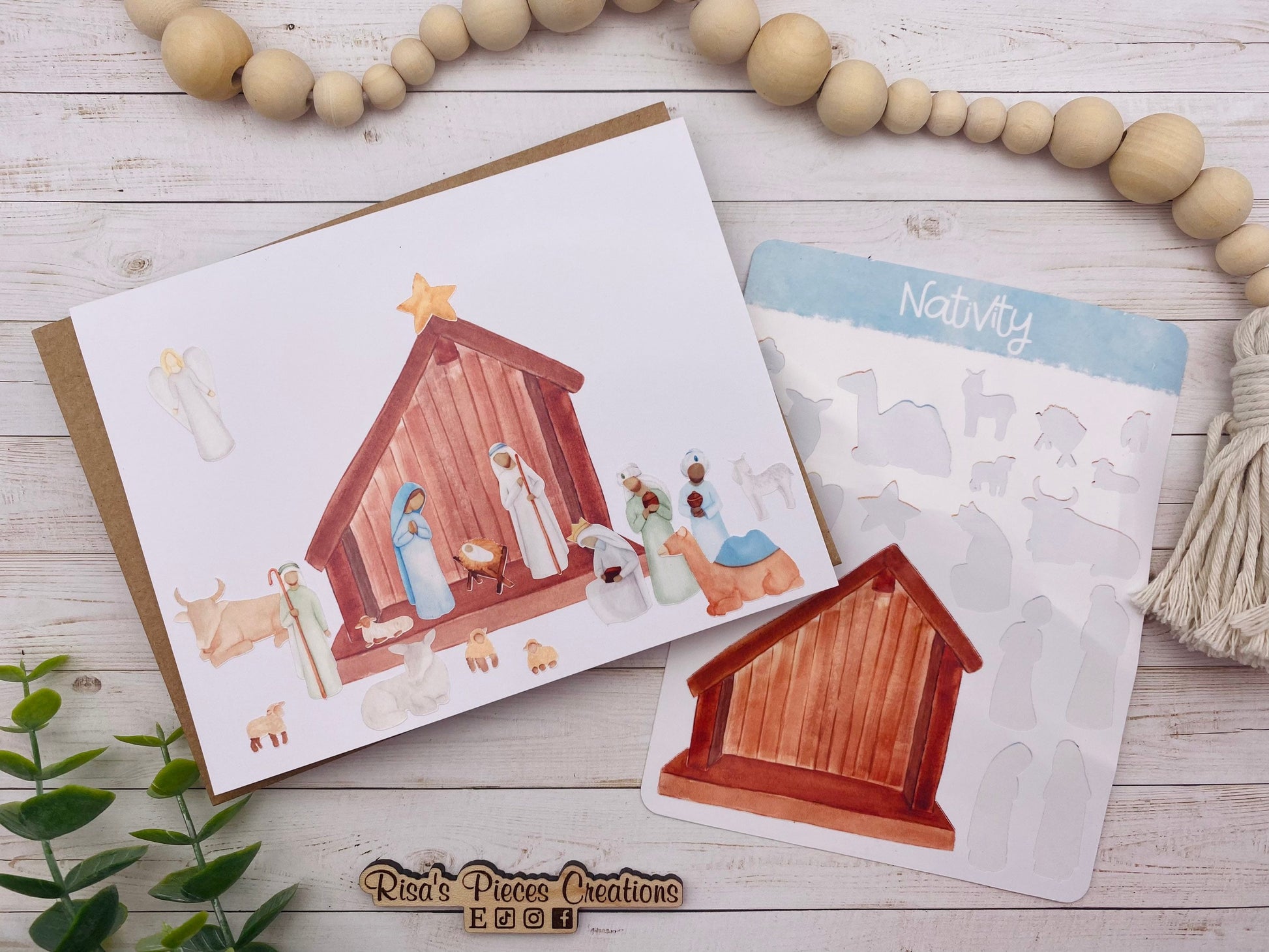 Create Your Own Nativity Card, Seasonal Cards, Merry Christmas, Cute Christmas Card, Christmas Craft for Kids, Nativity Stickers, Fun Cards