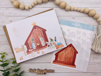 Create Your Own Nativity Card, Seasonal Cards, Merry Christmas, Cute Christmas Card, Christmas Craft for Kids, Nativity Stickers, Fun Cards