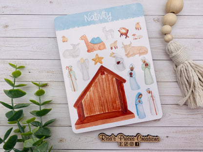 Create Your Own Nativity Card, Seasonal Cards, Merry Christmas, Cute Christmas Card, Christmas Craft for Kids, Nativity Stickers, Fun Cards
