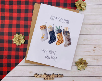 Modern Merry Christmas and Happy New Year Card, Customizable Holiday Cards, New Years Card for Friend, New Year 2023, Christmas Card for