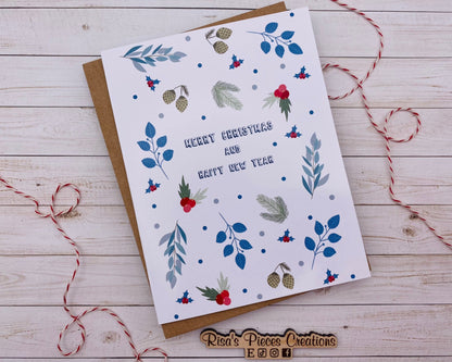 Merry Christmas and Happy New Year Scandinavian, Christmas Card for Friend, Cute Cards for Coworker, Nordic Christmas, New Year 2023