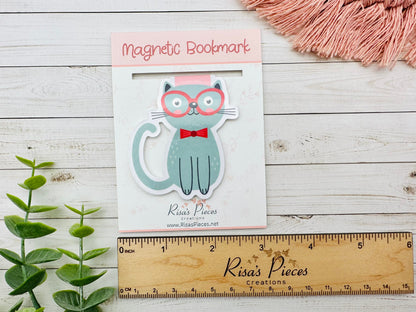 Nerdy Kitty Magnetic Bookmark, Reading Accessory, Planner Clip, Birthday Gift, Stocking Stuffer for Cat Lover, Cute Cat Gift for Book Lover