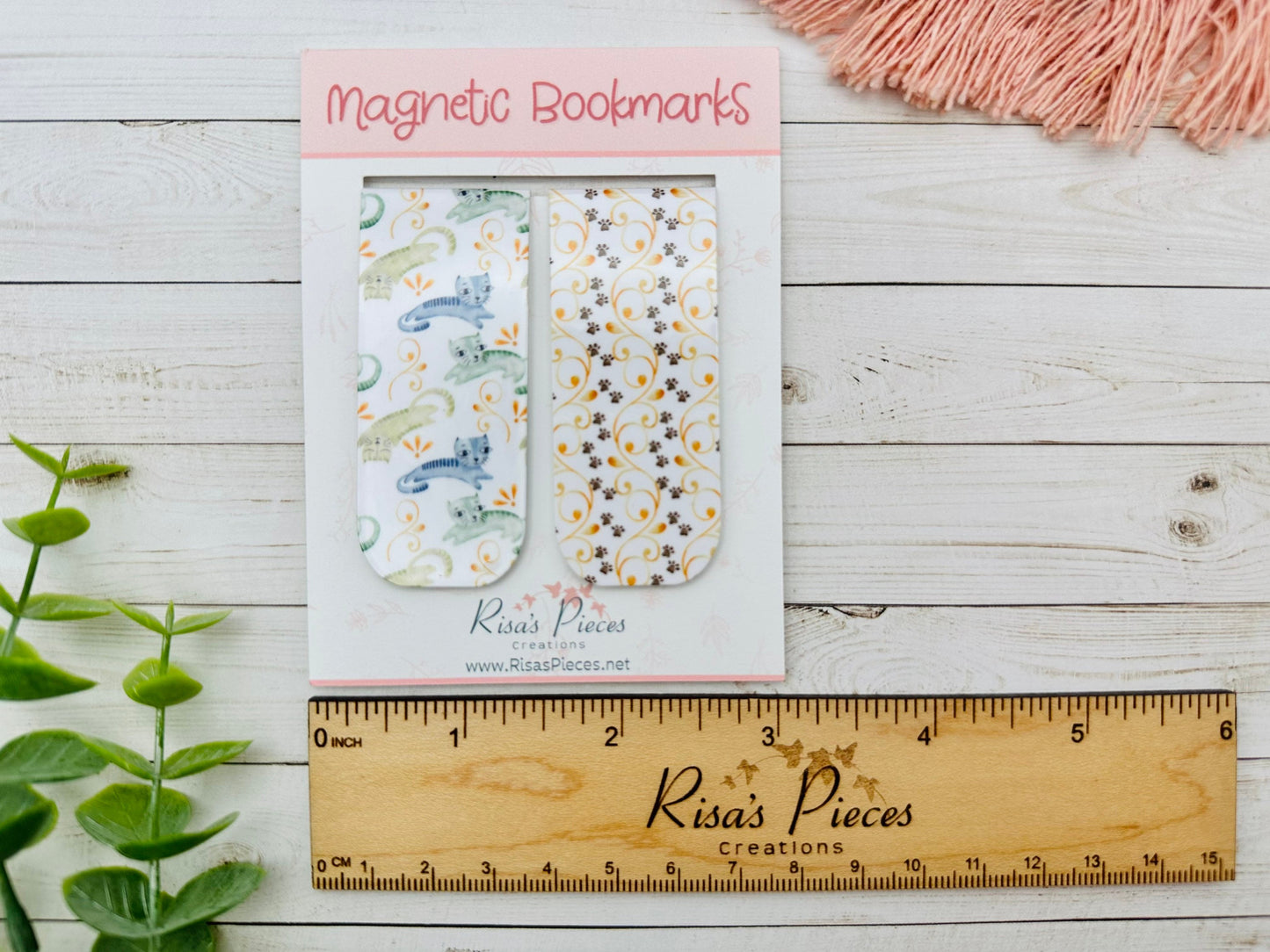 Cats and Paw Prints Magnetic Bookmarks, Reading Accessory, Planner Clip, Birthday Gift, Stocking Stuffer for Cat Lover, Gift for Book Lover