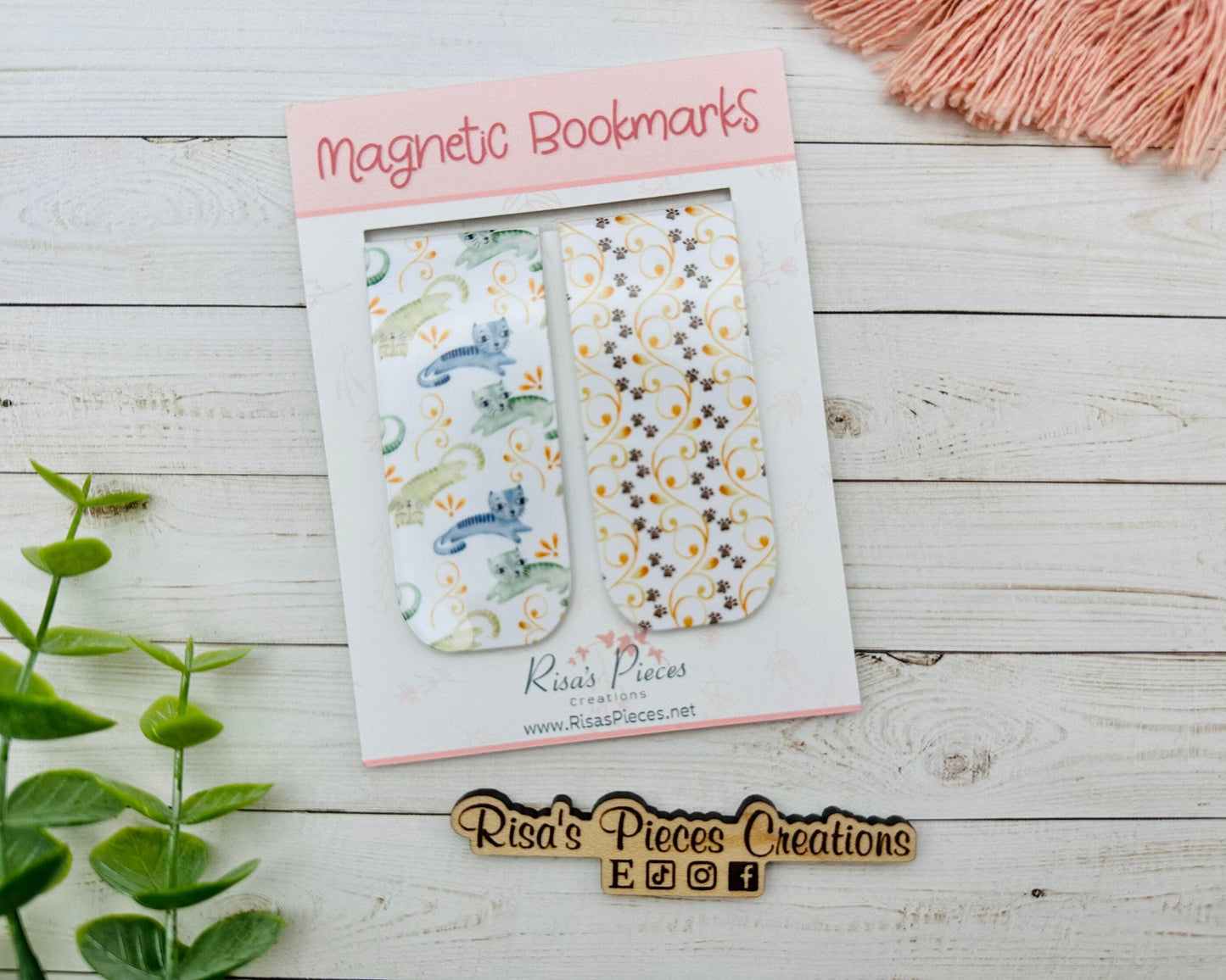 Cats and Paw Prints Magnetic Bookmarks, Reading Accessory, Planner Clip, Birthday Gift, Stocking Stuffer for Cat Lover, Gift for Book Lover
