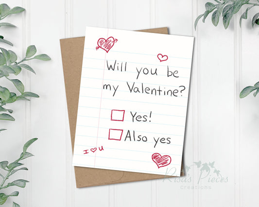 Be My Valentine Card, Cute Valentine’s Day Card For Girlfriend, For Boyfriend, For Wife, For Husband, Check Yes, For My Love, Love Cards
