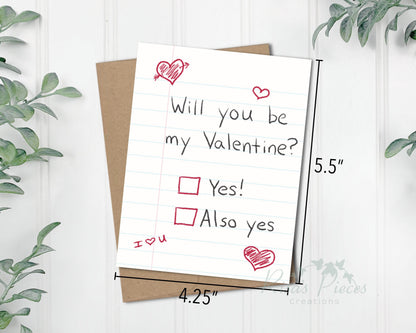 Be My Valentine Card, Cute Valentine’s Day Card For Girlfriend, For Boyfriend, For Wife, For Husband, Check Yes, For My Love, Love Cards