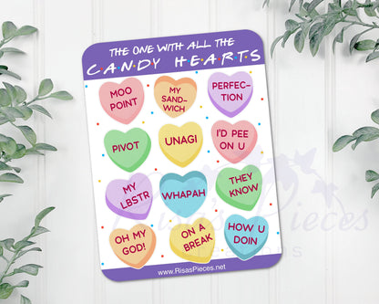 Friends Candy Hearts Sticker Sheet, Funny Valentine's Day Gift for Friends, Conversation Hearts Planner Stickers, How You Doin, My Lobster