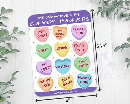 Friends Candy Hearts Sticker Sheet, Funny Valentine's Day Gift for Friends, Conversation Hearts Planner Stickers, How You Doin, My Lobster