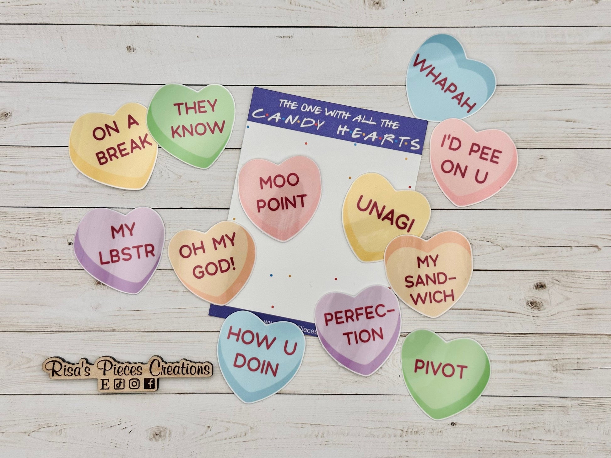 Friends Candy Hearts Sticker Pack, Funny Valentine's Day Gift for Friends, Conversation Hearts Tumbler Stickers, How You Doin, My Lobster