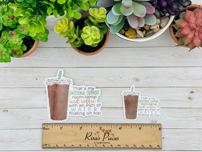 Emotional Support Coffee Sticker, Teacher Appreciation, Stocking Stuffer for Mom, Friend Gift for Iced Coffee Lover, Ice Coffee Gift