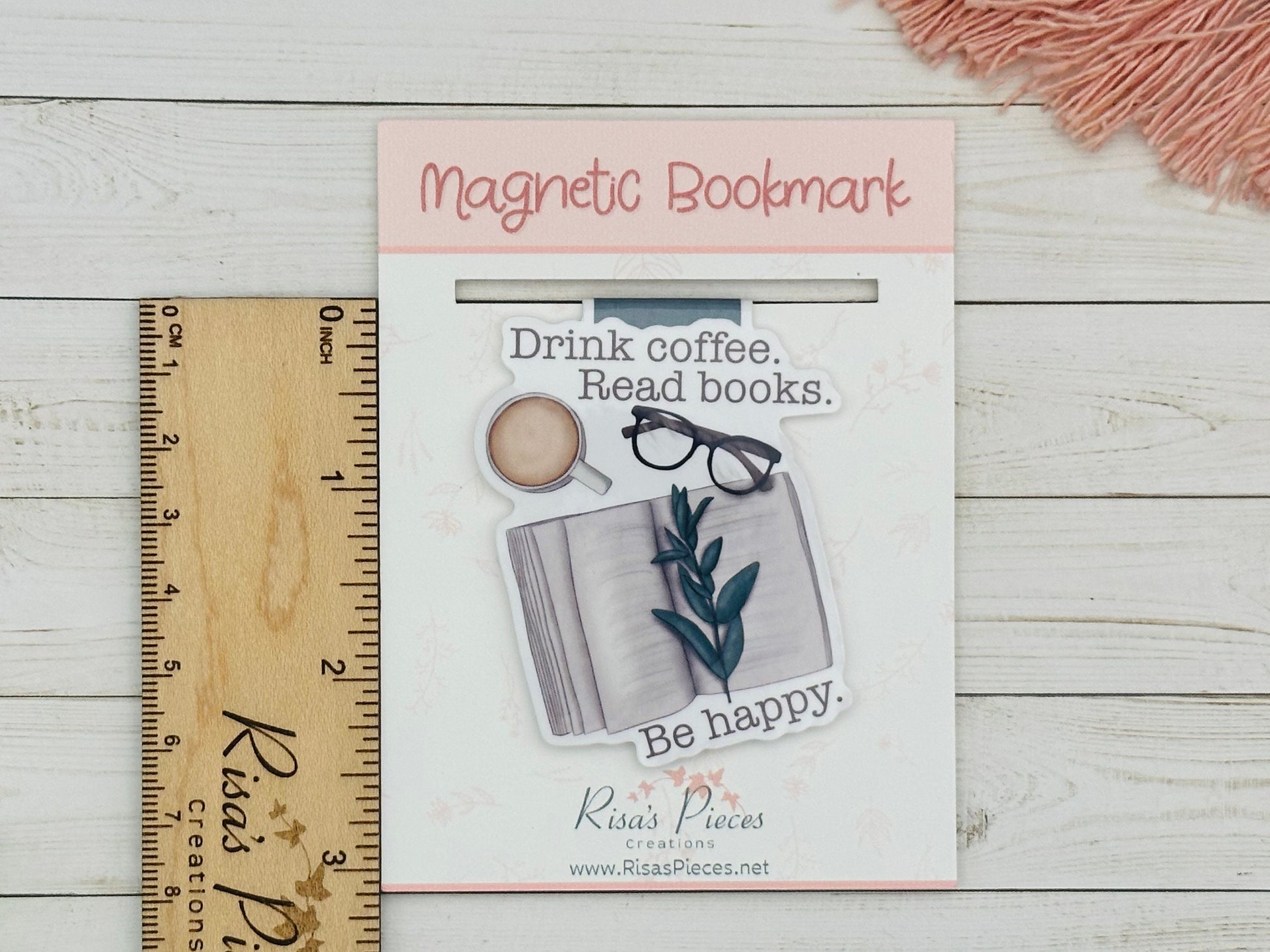 Drink Coffee Read Books Be Happy Magnetic Bookmark, Reading Accessory, Planner Clip, for reader, Easter basket idea, Gift for Teacher