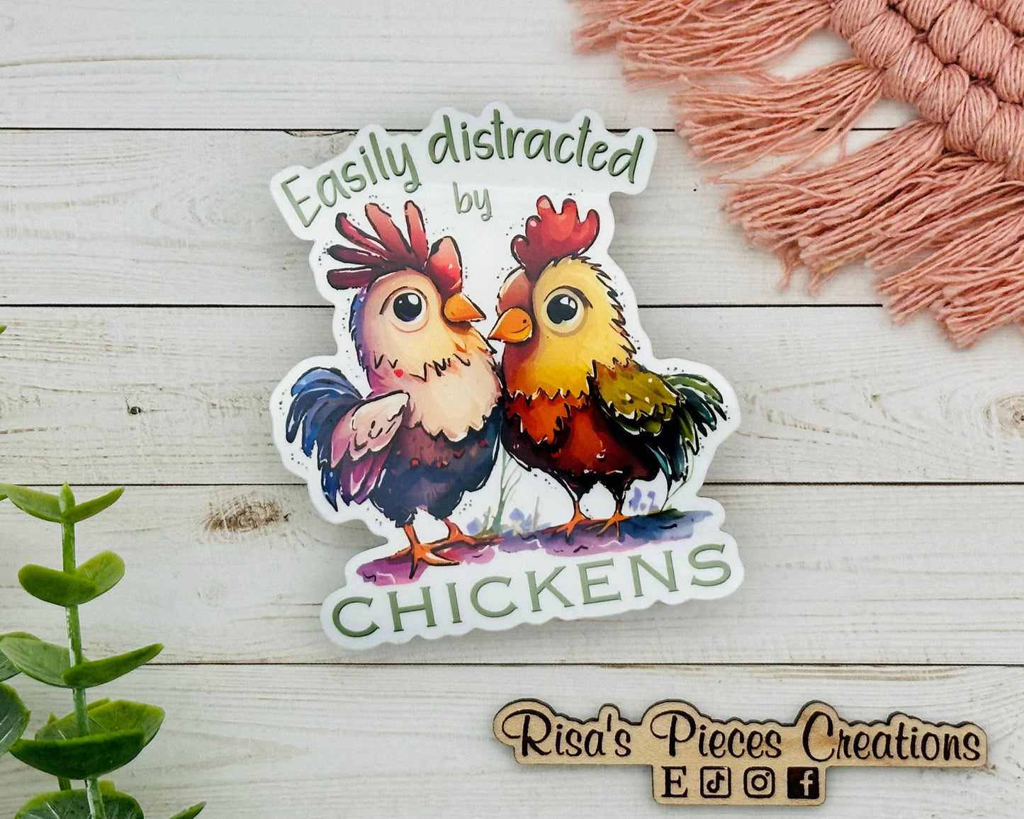 Easily Distracted by Chickens Sticker, Crazy Chicken Lady, Chicken Gifts, Gift for Chicken Lover, Best Friend Birthday Gift, For Mom, Farmer