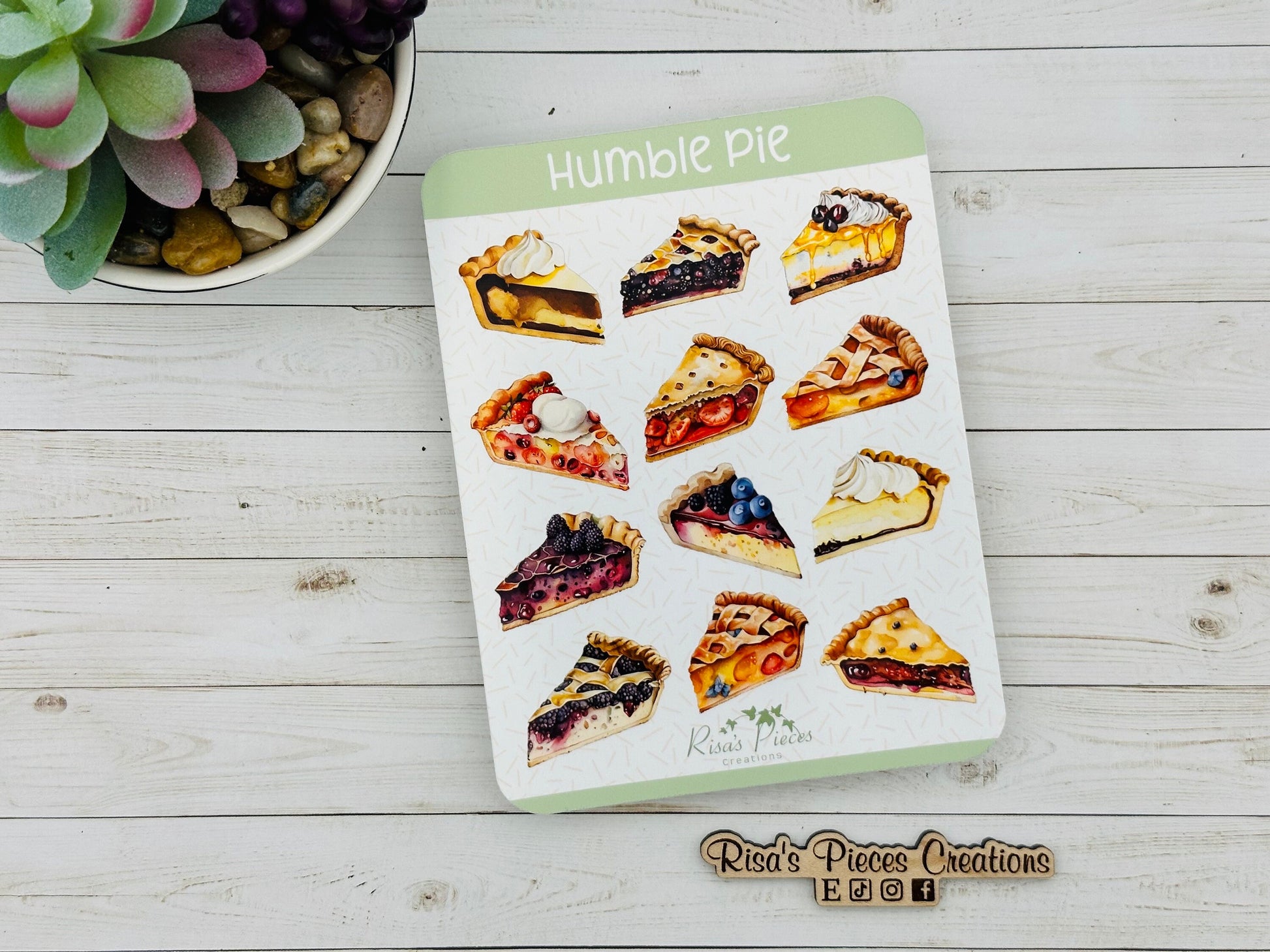 Humble Pie Sticker Sheet, Pie Planner Stickers, Thanksgiving Holiday Sticker Sheets, Dessert Stickers for Journal, Pi Day Sticker Sheet