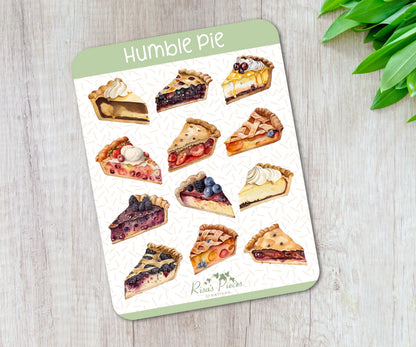 Humble Pie Sticker Sheet, Pie Planner Stickers, Thanksgiving Holiday Sticker Sheets, Dessert Stickers for Journal, Pi Day Sticker Sheet