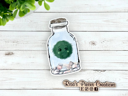 Marimo Moss Ball In Bottle Pet Plant Sticker gift for Plant Mom, Naturecore, Aesthetic Stickers for Laptop, Stocking Stuffer for Plant Lover