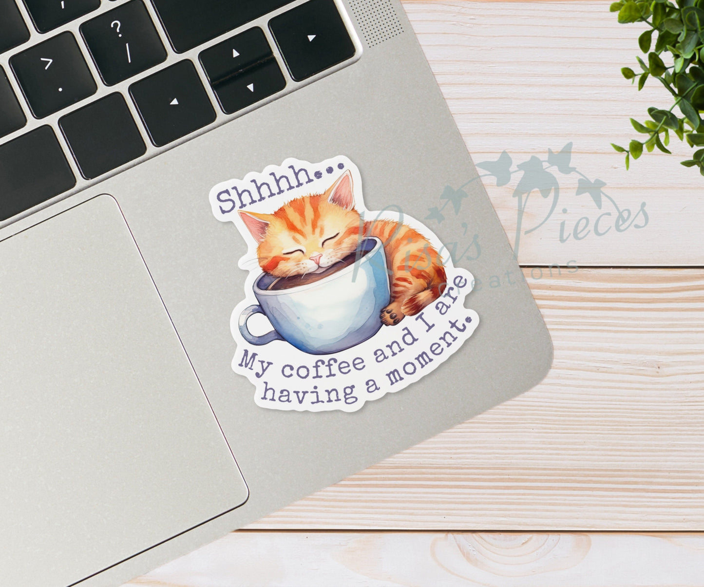 Cat and Coffee Sticker, Stocking Stuffer for Mom, Funny Cat Sticker for Coffee Lover, Secret Santa Gifts for Coworker, Cute Gift for Sister