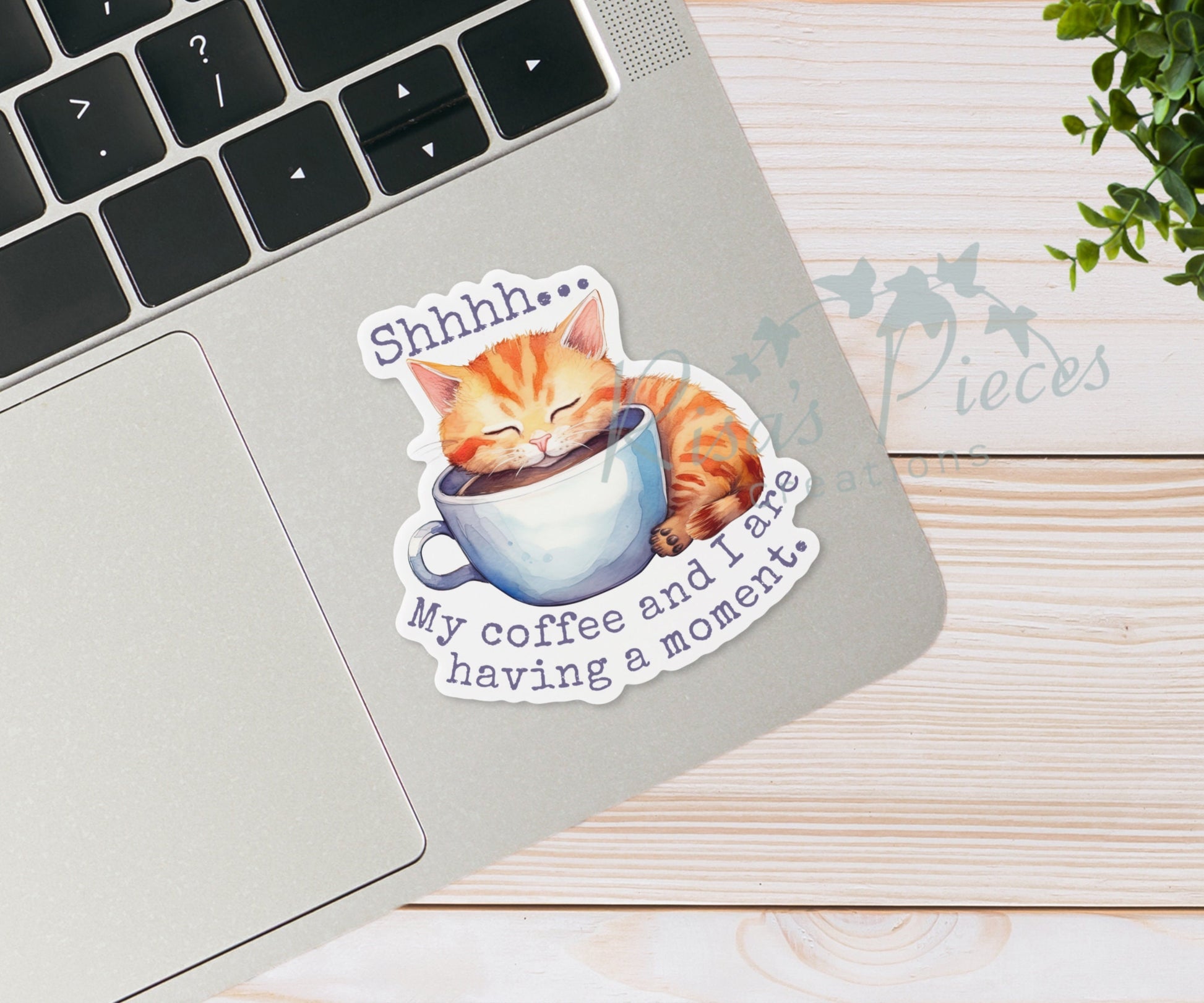 Cat and Coffee Sticker, Stocking Stuffer for Mom, Funny Cat Sticker for Coffee Lover, Secret Santa Gifts for Coworker, Cute Gift for Sister