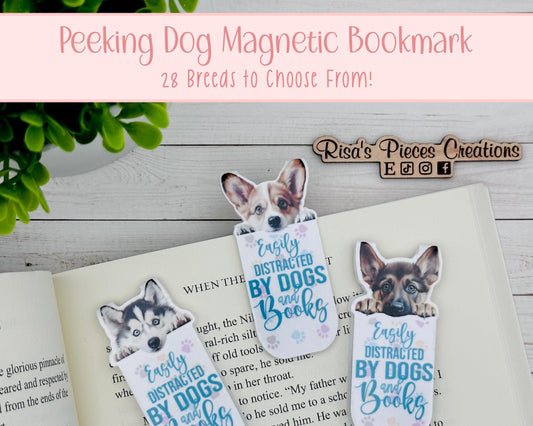 Peeking Dog Magnetic Bookmark, For Animal Lover, Gift for Dog Mom, For Readers, Gift for Dog Lover, Corgi, German Shepherd, Husky, Frenchie