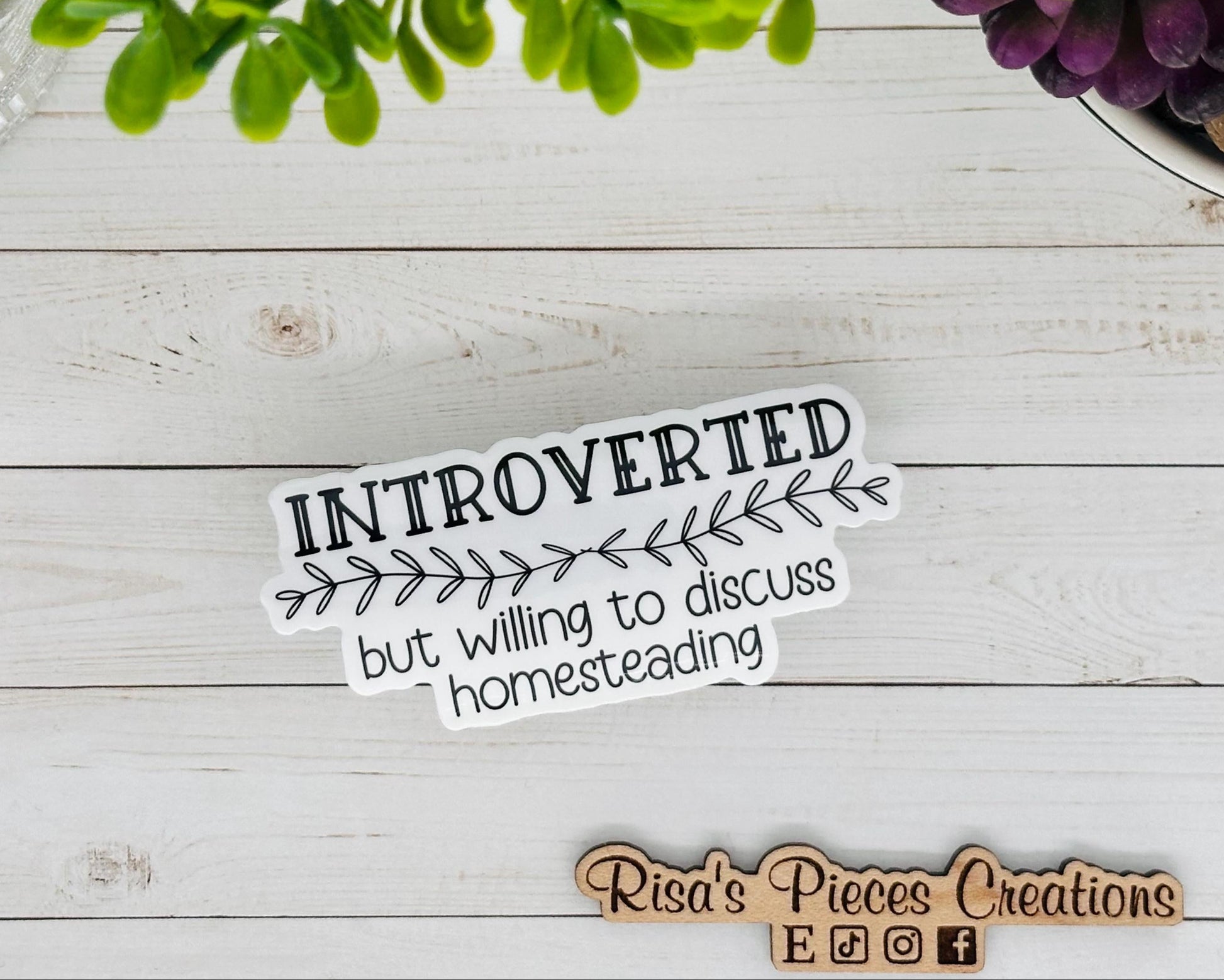 Introverted but Willing to Discuss Homesteading Sticker for Laptop or Water Bottle, Best Friend Gift for Introvert, Neurodivergent Gift
